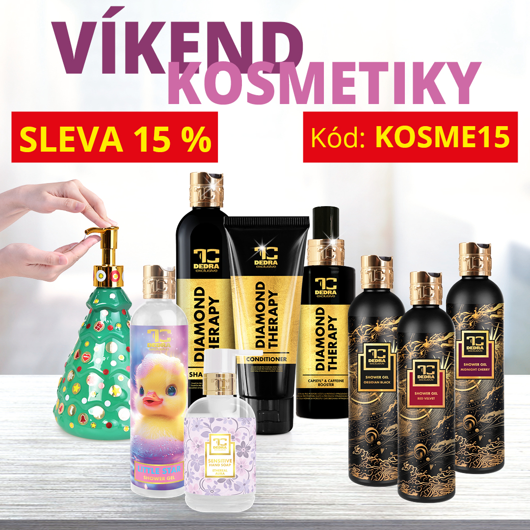 Od pátku 5.12.2025 do neděle 7.12.2025 můžete využít jedinečnou SLEVU 15 % NA VŠE z kategorie KOSMETIKA včetně všech PARFÉMŮ ✨ Stačí zadat speciální slevový kód: KOSME15.